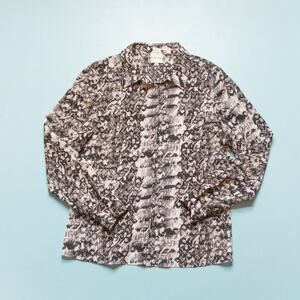 Reiss Pippa Snake Print Button Up Long Sleeve Collared Blouse Size 4